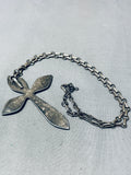 Enchanting Vintage Native American Navajo Turquoise Sterling Silver Cross Necklace-Nativo Arts