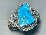Randy Tom Vintage Native American Navajo Gilbert Turquoise Sterling Silver Bracelet-Nativo Arts