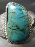 Stunning Vintage Native American Navajo Blue Diamonf Turquoise Sterling Silver Bracelet Old-Nativo Arts
