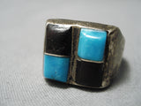 Exceptional Vintage Native American Navajo Turquoise Ironwood Sterling Silver Ring-Nativo Arts