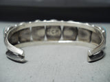Signed Hvy Vintage Native American Navajo Turquoise Nugget Sterling Silver Bracelet-Nativo Arts