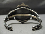 Thick Heavy Vintage Native American Navajo Green Spiderweb Turquoise Sterling Silver Bracelet-Nativo Arts