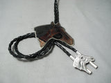 Important Vintage Giant Horse Sterling Silver Native American Zuni Hand Carved Bolo Tie-Nativo Arts