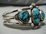 Native American Important Turquoise!! Vintage Navajo Blue Warrior Sterling Silver Bracelet-Nativo Arts