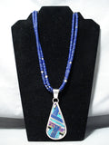 Native American Important Dan Coriz Santo Domingo Lapis Sterling Silver Turquoise Necklace-Nativo Arts
