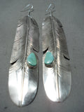 Stunning Navajo Royston Turquoise Sterling Silver Native American Earrings-Nativo Arts
