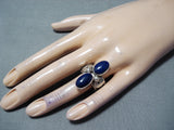 Exquisite Navajo Lapis Sterling Silver Ring Native American-Nativo Arts