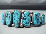 Superior Vintage Native American Navajo Sleeping Beauty Turquoise Sterling Silver Bracelet Old-Nativo Arts