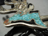 Tremendous Vintage Native American Navajo Turquoise Sterling Silver Bolo Tie-Nativo Arts