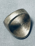 Native American One Of Best Early Thicker Vintage Navajo Turquoise Inlay Sterling Silver Ring-Nativo Arts