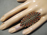 Fantastic Zuni Coral Sterling Silver Ring Native American-Nativo Arts