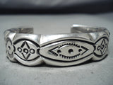 Phenomenal Heavy Vintage Native American Navajo Sterling Silver Heavy Bracelet-Nativo Arts