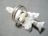 Native American Huge Marie Thompson Arrowhead Turquoise Sterling Silver Ring-Nativo Arts