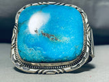One Of The Best Square Dturquoise Native American Navajo Sterling Silver Bracelet-Nativo Arts