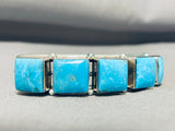 J Begay Incredible Vintage Native American Navajo Squared Turquoise Sterling Silver Bracelet-Nativo Arts