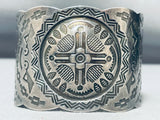 Symbolic 4 Directions Early Vintage Native American Navajo Sterling Silver Bracelet-Nativo Arts