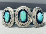 Willy Carviso Vintage Native American Navajo Turquoise Sterling Silver Bracelet Old-Nativo Arts