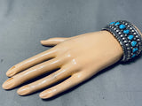 Dynamic Vintage Native American Navajo Kingman Turquoise Sterling Silver Bracelet Signed-Nativo Arts
