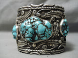 One Of The Biggest Vintage Native American Navajo Turquoise Nugget Sterling Silver Bracelet-Nativo Arts