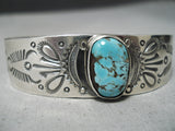 Important Navajo #8 Turquoise Sterling Silver Bracelet Native American-Nativo Arts