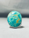 Stunning Native American Navajo Signed Huge Royston Turquoise Sterling Silver Ring-Nativo Arts