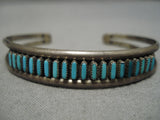 Intricate!! Vintage Native American Zuni Navajo Neelde Turquoise Sterling Silver Bracelet-Nativo Arts