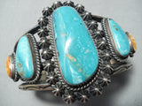 Quality Vintage Native American Navajo Carico Lake Turquoise Sterling Silver Bracelet-Nativo Arts