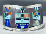 Signed Vintage Native American Navajo Space Kachina Turquoise Sterling Silver Bracelet-Nativo Arts