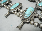 Authentic Vintage Native American Navajo Heavy Turquoise Sterling Silver Squash Blossom Necklace-Nativo Arts