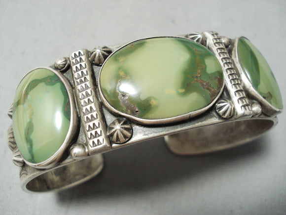 For Large Wrist Vintage Native American Navajo Damale Turquoise Sterling Silver Bracelet-Nativo Arts
