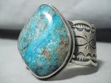 Magnificent Native American Navajo Pilot Mountain Turquoise Sterling Silver Bracelet Signed-Nativo Arts
