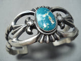 Signed Vintage Native American Navajo Gilbert Turquoise Sterling Silver Bracelet-Nativo Arts