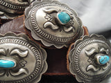 Important Vintage Native American Navajo Gene Charley Turquoise Sterling Silver Concho Belt Old-Nativo Arts