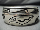 Impressive Vintage Native American Navajo Mighty Eagle Sterling Silver Bracelet Cuff-Nativo Arts