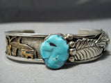 Sensational Vintage Native American Navajo Turquoise Sterling Silver 12k Bracelet Old-Nativo Arts