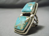 One Of Best Vintage Native American Navajo Martinez Turquoise Sterling Silver Heavy Ring-Nativo Arts