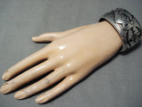 Extremely Rare Vintage Native American Navajo Thomas Singer Sterling Silver Protruding Bracelet-Nativo Arts