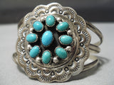 Stunning Vintage Native American Navajo Satellite Turquoise Sterling Silver Concho Bracelet-Nativo Arts