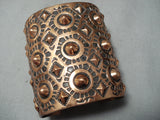 Huge Navajo Super-wide Copper Bracelet Native American-Nativo Arts