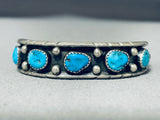 Beautiful Vintage Native American Navajo Morenci Turquoise Sterling Silver Bracelet-Nativo Arts
