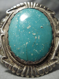 Early 1900's Vintage Native American Navajo Earth Turquoise Sterling Silver Bracelet Old-Nativo Arts