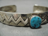 Magnificent Vintage Native American Navajo Sb Turquoise Sterling Silver Bracelet Old-Nativo Arts