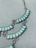 Gorgeous Vintage Native American Zuni Turquoise Inlay Sterling Silver Tiered Necklace-Nativo Arts