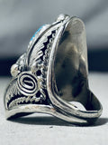 Astounding Native American Navajo Turquoise Coral Sterling Silver Ring-Nativo Arts