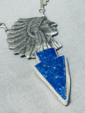 Native American The Best Lapis Chief Sterling Silver Thunderbird Necklace-Nativo Arts
