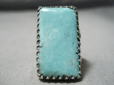 Native American Amazing Rectangular Turquoise Vintage Navajo Sterling Silver Ring-Nativo Arts