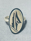 Important Steve Pooyouma Vintage Native American Hopi Sterling Silver Ring-Nativo Arts