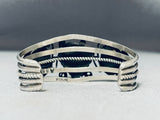 Wolf Vintage Native American Navajo Turquoise Sterling Silver Bracelet-Nativo Arts
