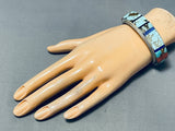 Signed Native American Navajo #8 Turquoise Thicker Sterling Silver Bracelet Cuff-Nativo Arts
