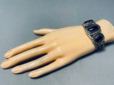 Incredible Vintage Native American Navajo Black Onyx Sterling Silver Bracelet-Nativo Arts